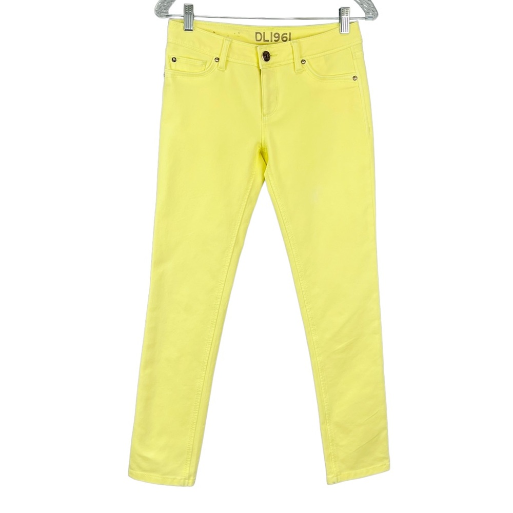 DL1961 Womens Angel Mid Rise Skinny Ankle Jeans Meringue Yellow size 26